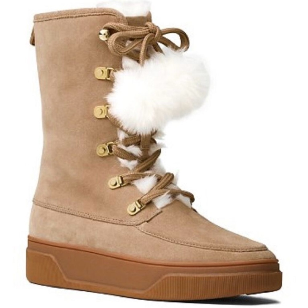 New Size 8 Michael Michael Kors Juno Lace Up Boots Suede Khaki